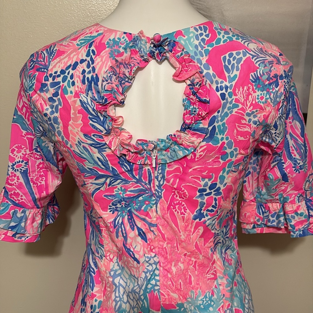 LILLY PULITZER Fiesta Sheath Pascha Hot Pink Aquadesiac Ruffle Dress
Size 0 - Picture 10 of 16